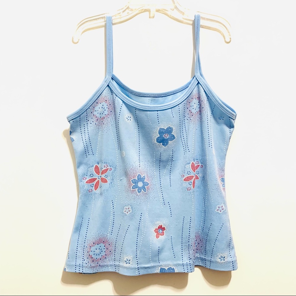Women’s Blue Floral Scoop Tank Top